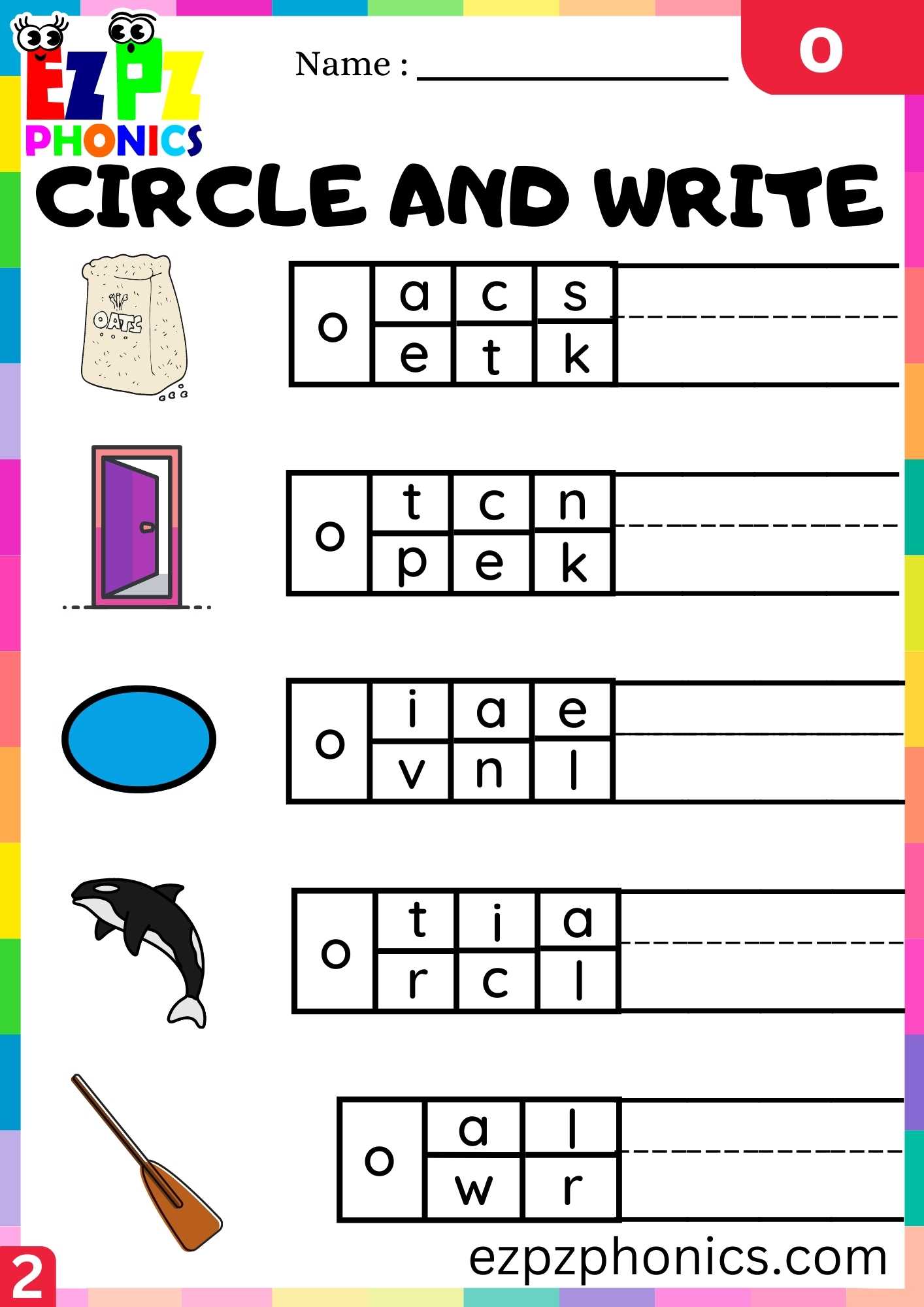 Group2 Letter O Circle And Write Beginning Sounds Worksheet